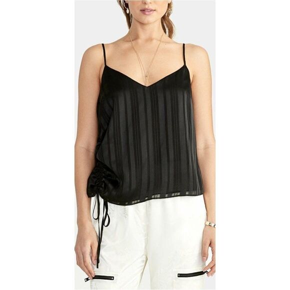 Rachel Roy NEW Black Ruched-Side‎ Cami Blouse Top M - Picture 1 of 2